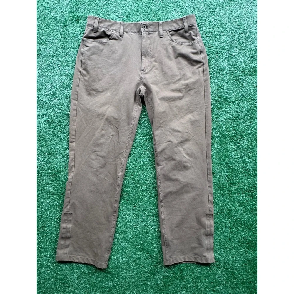 Orvis Mens 5 Pocket Pants Olive Drab Khaki Straight Leg 36x30 Outdoor Casual - Picture 1 of 11